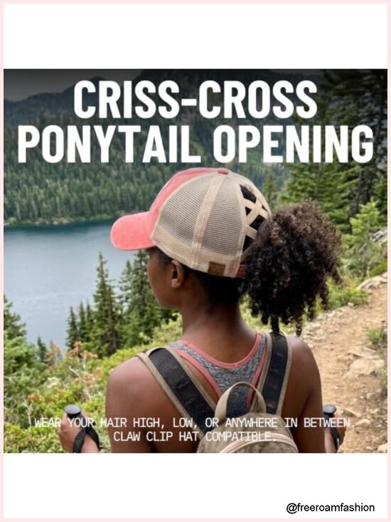 Criss Cross Ponytail Baseball Cap Trucker Mesh Hat Adjustable main image 4